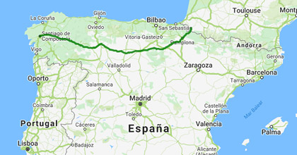 Mapa del Camino de Santiago Francés